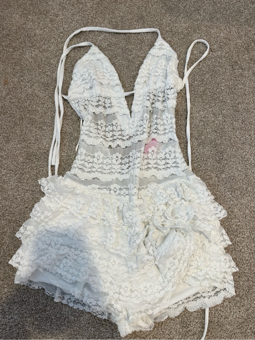 Edikted White Lace Halter Romper